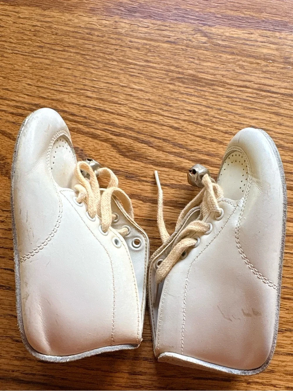 Vintage Step N’ Stride 3.5D White Baby Walker Shoes with Bell Accent